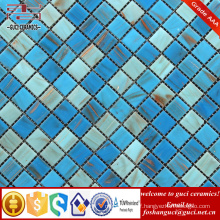 China supply bule Hot melt mosaic tile for swimming pool cheap tile